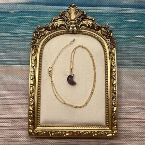 M220 Dainty Amethyst High Quality Gem Stone Moon Faceted Necklace